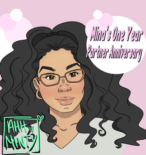 Twitch Partner Mina's First Partnered Anniversary flyer